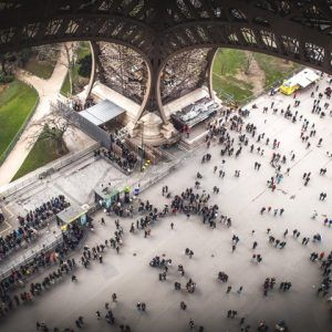 Crowds at the Eiffel Tower