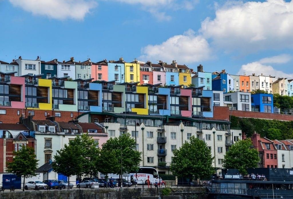 Colorful houses in Bristol, England