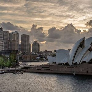 Sydney Opera House in the harbor