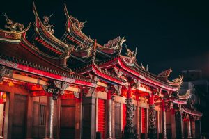 Lungsha Temple at night in Taiwan