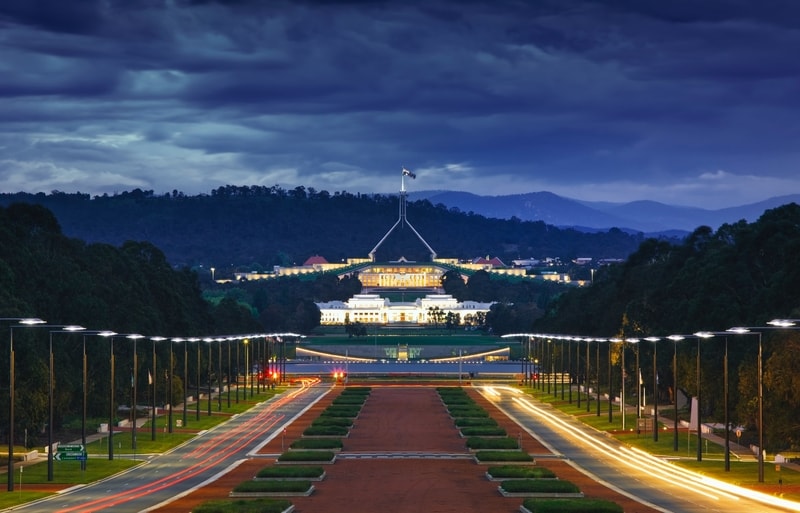 Pathway leading up to Parliment in Canberra, Australia
