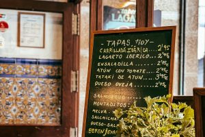 tapas menu at a spanish bar