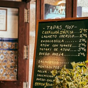 tapas menu at a spanish bar