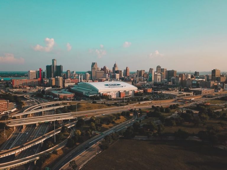 Detroit stadium from above