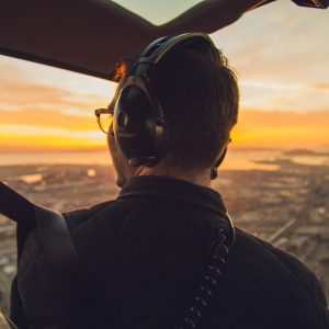 Pilot viewing the sunset