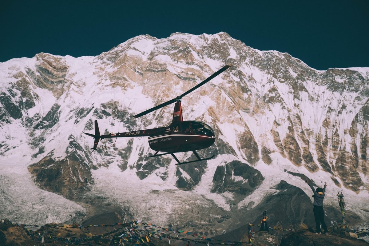 Helicopter in the mountains