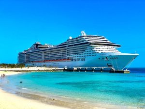Cruise ship at a port