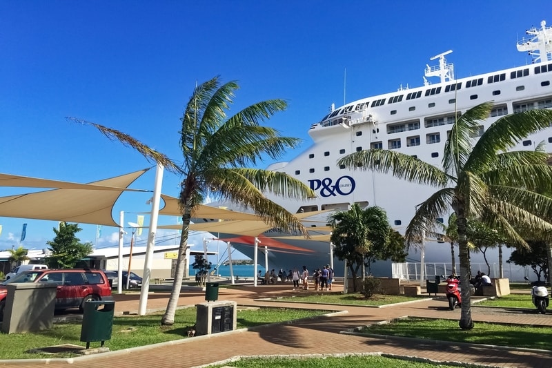 P&O cruise ship at a dock