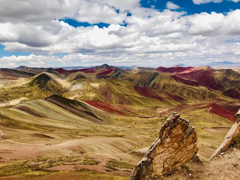 Aerial view of Rainbow Mountain in Peru