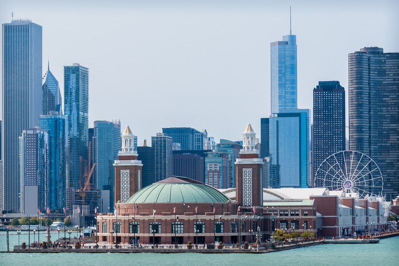 Navy Pier with Chicago city in the background