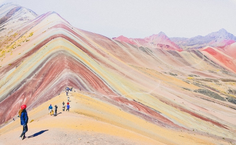 People on Rainbow Mountain in Peru