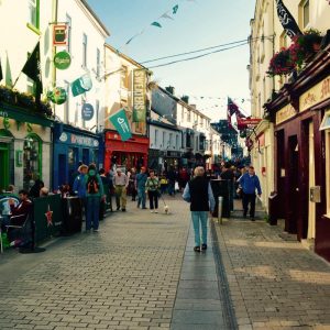 Streets of Galway with flags