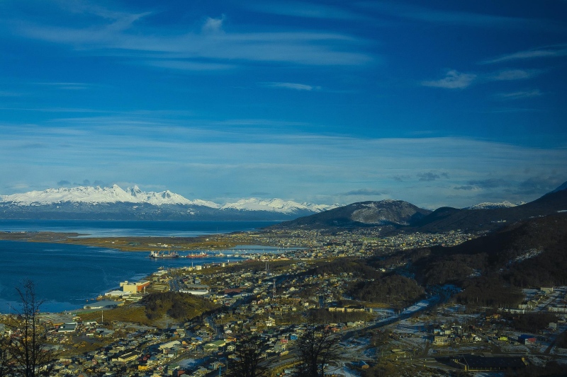 Ushuaia skyline and ocean views