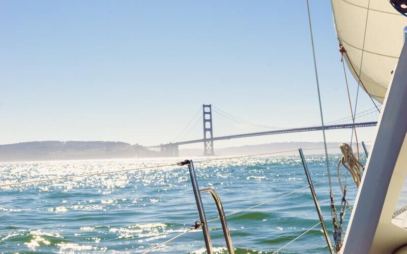 View of Golden Gate Bridge from boat