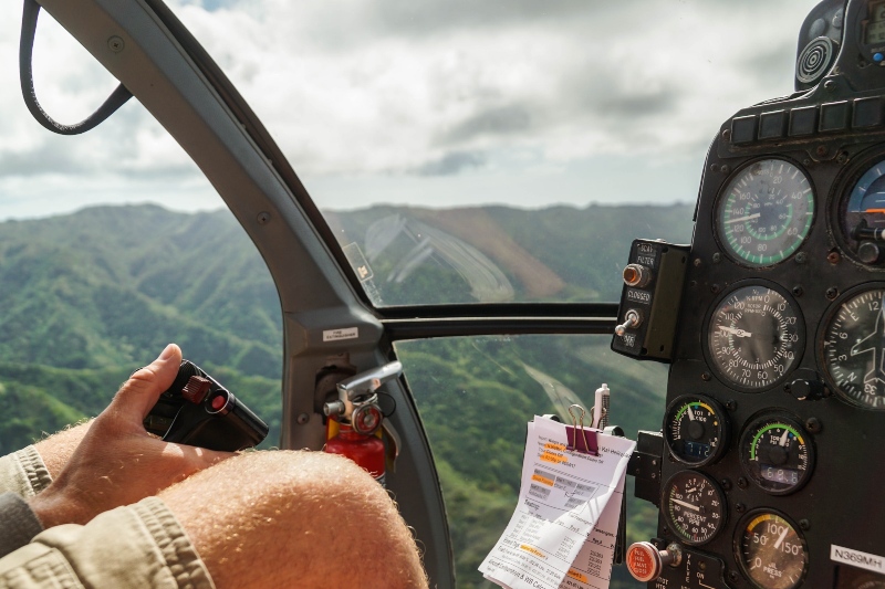 flying a helicopter over hawaii