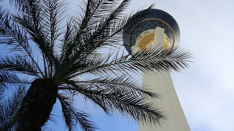 Outside view of the Strat Skypod Tower in Las Vegas