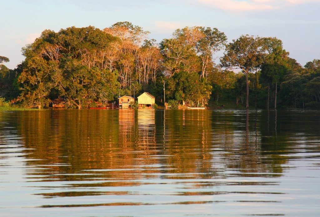 A cabin on the Amazon riverbank