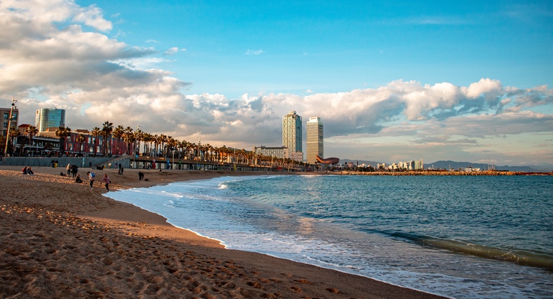 The best time to visit Barcelona for the beach is in summer. 