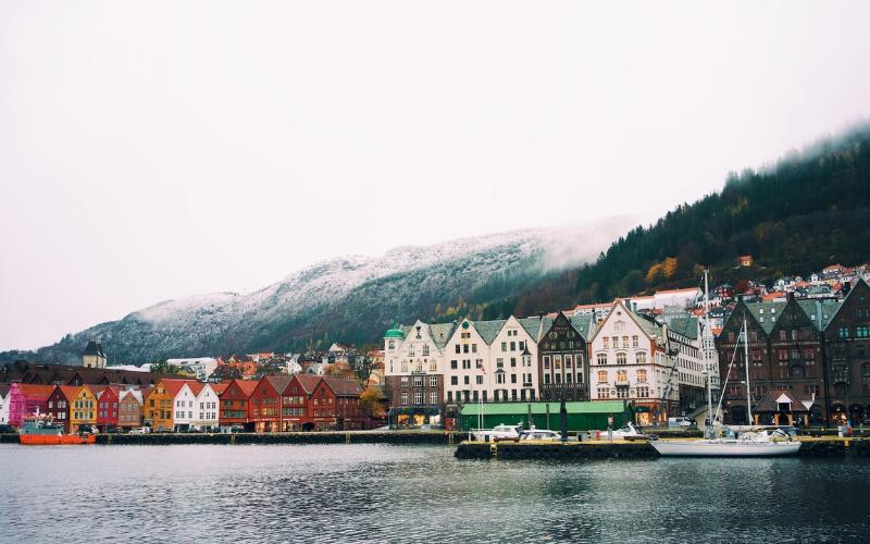 Bergen in Norway on the first day of winter