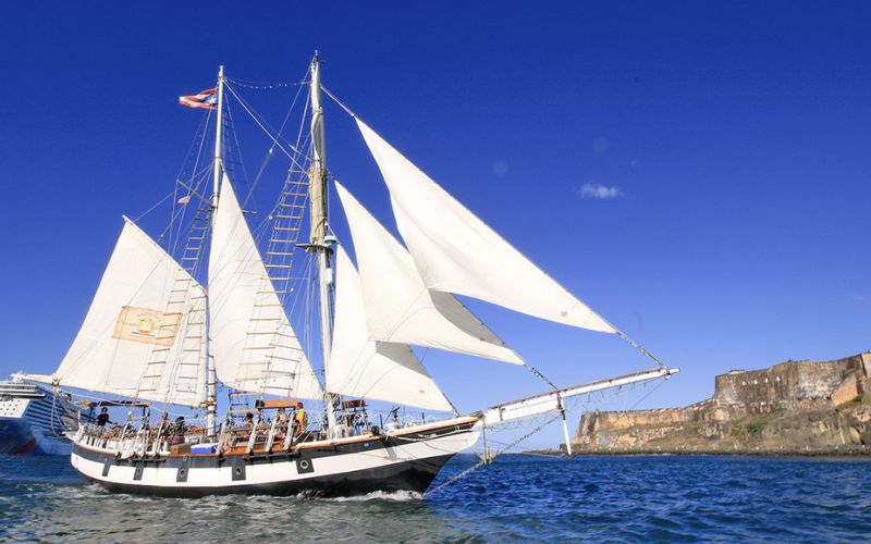 19th century ship called "Amazing Grace" sailing in San Juan, Puerto Rico