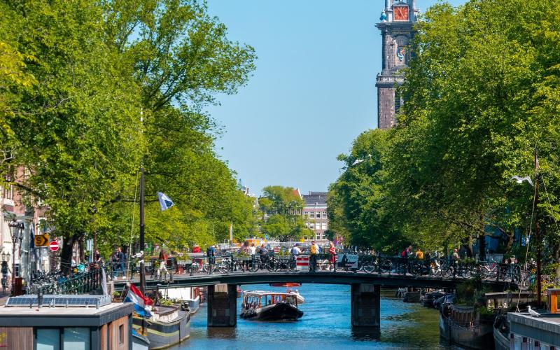 Amsterdam river during daytime in spring