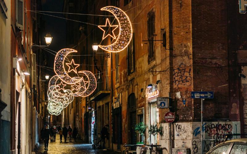Christmas lights on display in Rome