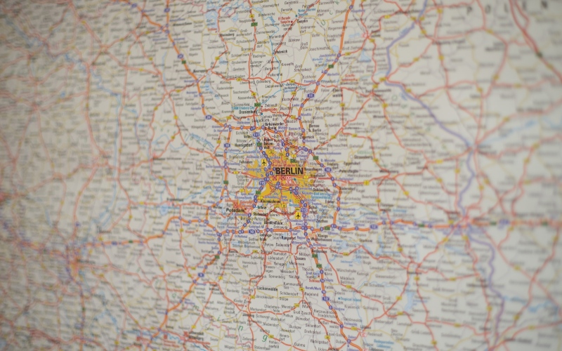 A view of Berlin on a map 