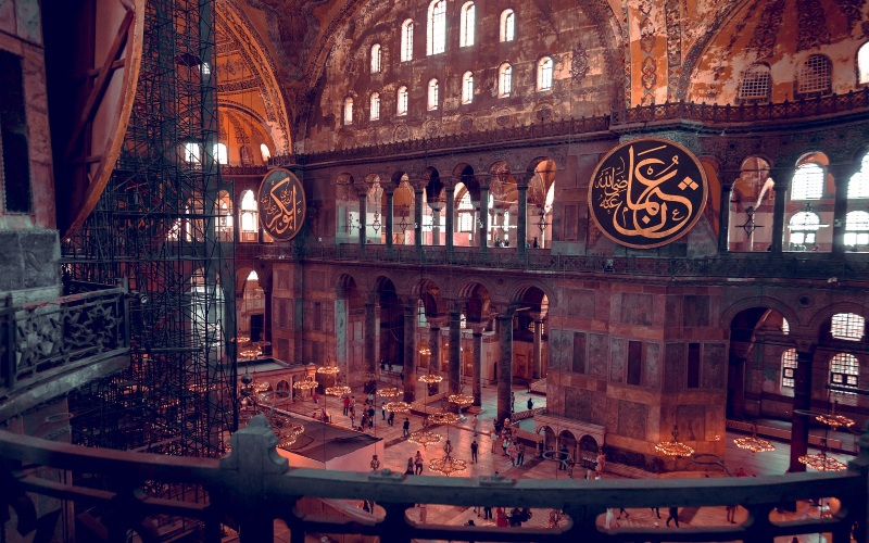 the awe inspiring interior of the hagia spohia mosque