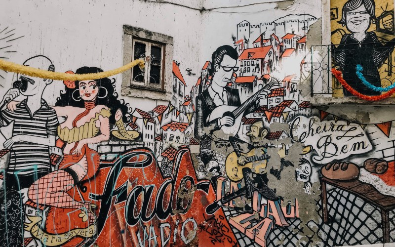 Graffiti of traditional Lisbon Fado music 