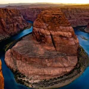 Sunset at Horseshoe bend in the Grand Canyon.