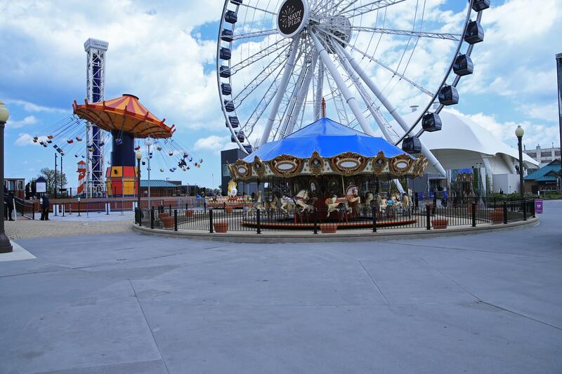 Navy Pier Centennial Ferris Wheel with Merry Go Round in front of it