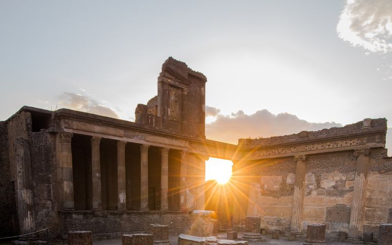 Sunset Through the Ruins of Pompeii.