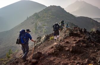 A group of backpackers on a mountain