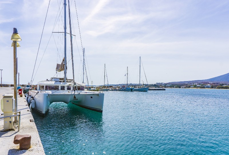 private chartered boat at the cycladic island of paros greece