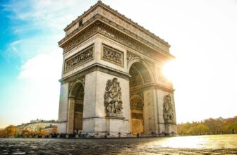 The Arc de Triomphe shining in the sun